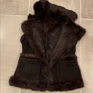 Chocolate fur reversible vest